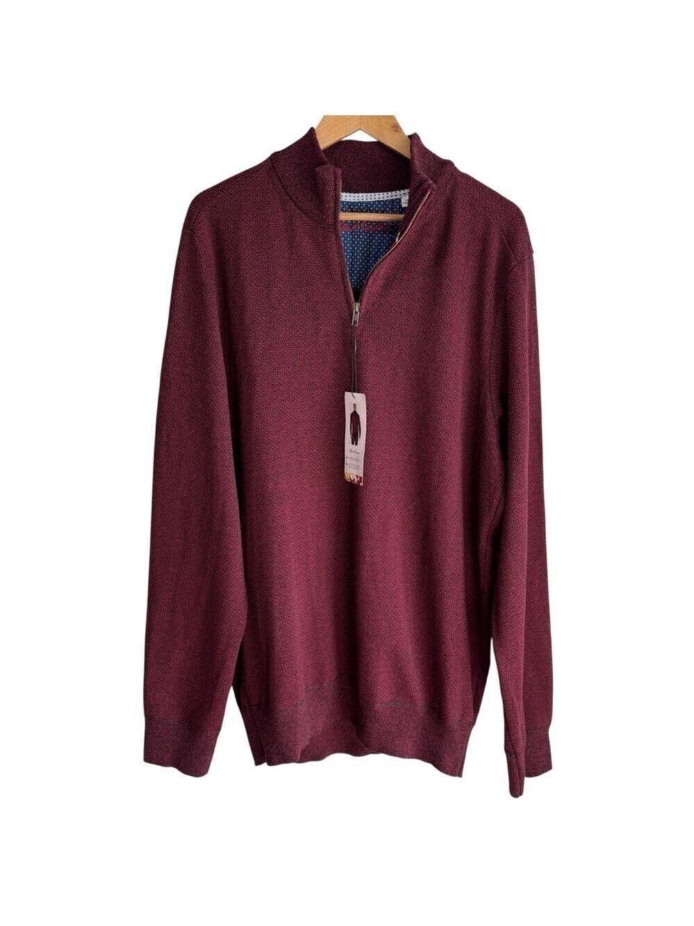 Robert Graham Quarter Zip Pullover Sweater Mens XXL Maroon Red Casual Top NWT